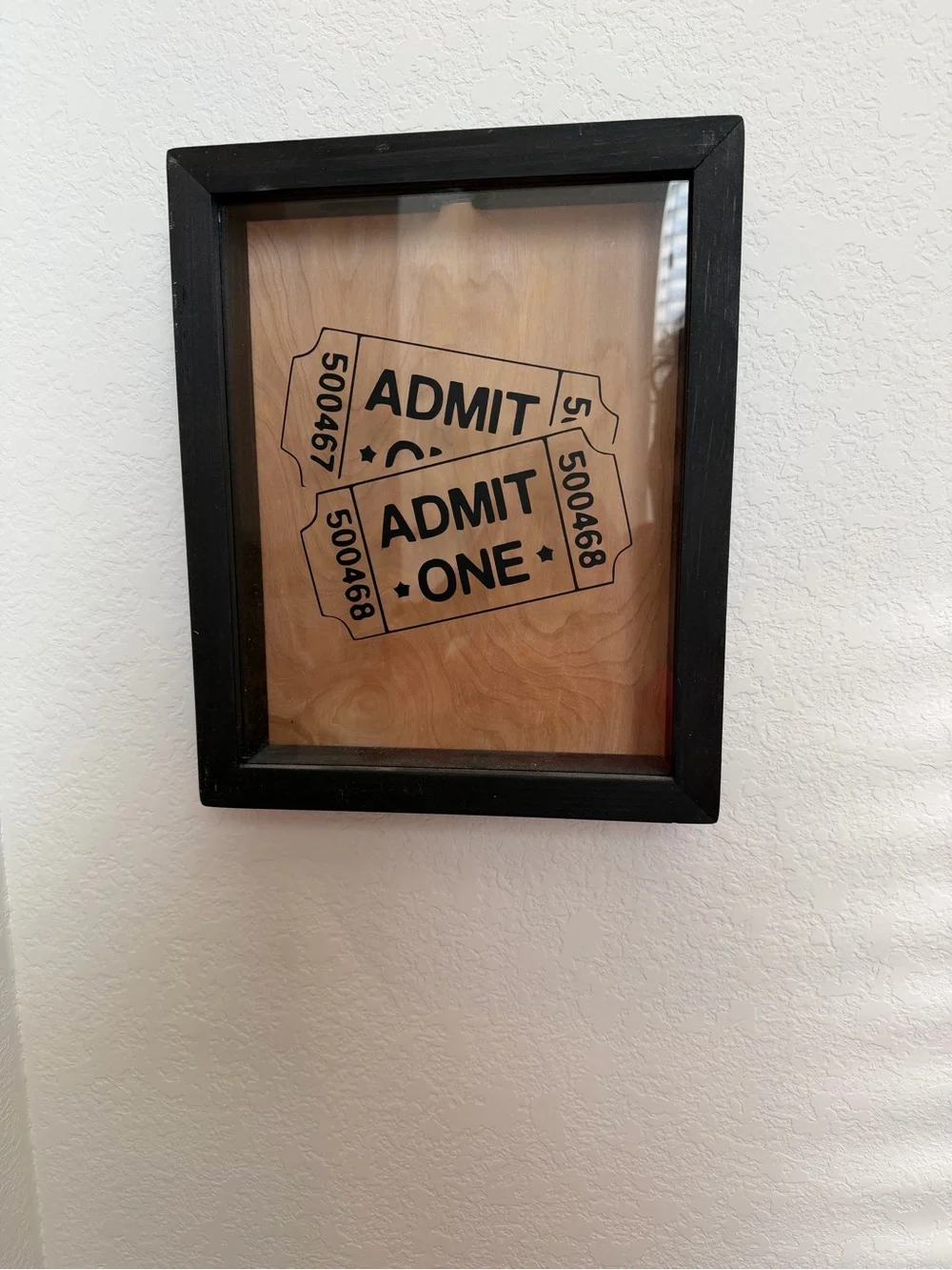Black Framed 'Admit One' Wall Art